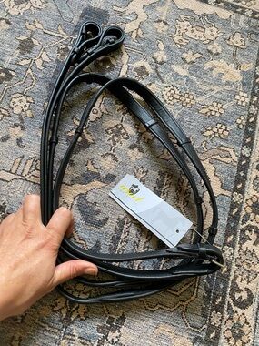 Ascot Black Leather Horse Reins with Tag